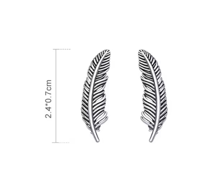 Silver feather earrings