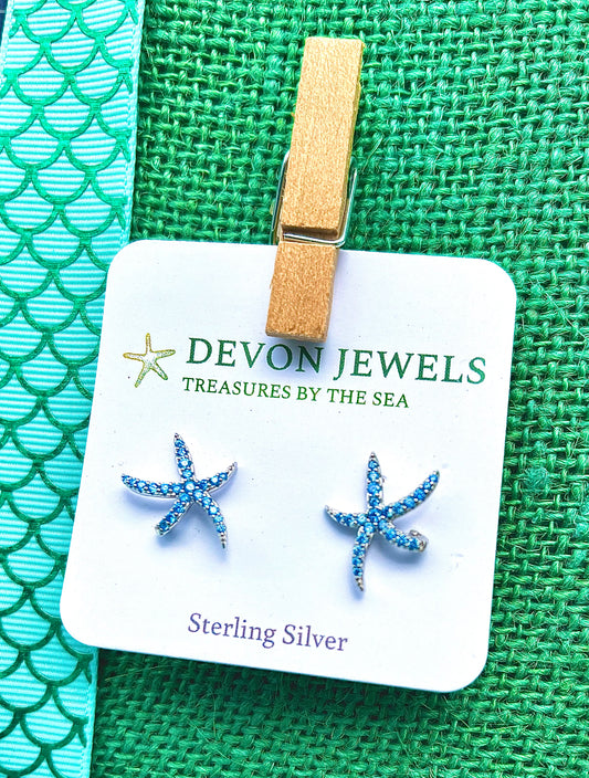 Blue starfish studs